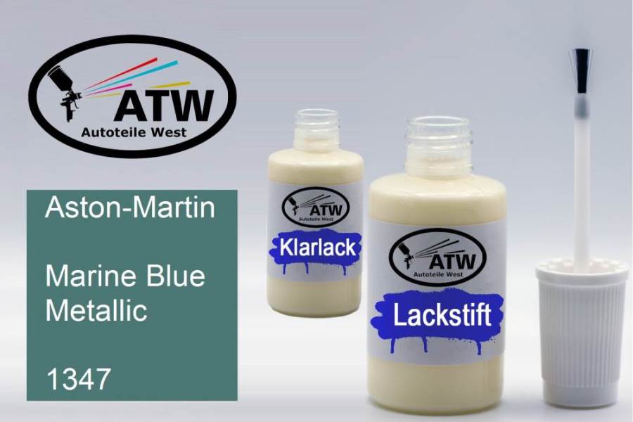 Aston-Martin, Marine Blue Metallic, 1347: 20ml Lackstift + 20ml Klarlack - Set, von ATW Autoteile West.